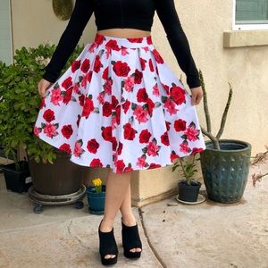 1950s inspired pleated flared skirt